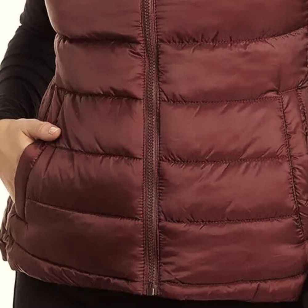 Sonoma Puffer Vest Quilted Lightweight Packable Jacket Maroon Red Large 12-14 - Picture 13 of 13